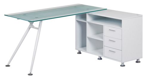 Image of Alphason Augusta Frosted Glass Corner Desk