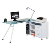 Alphason Augusta Frosted Glass Corner Desk