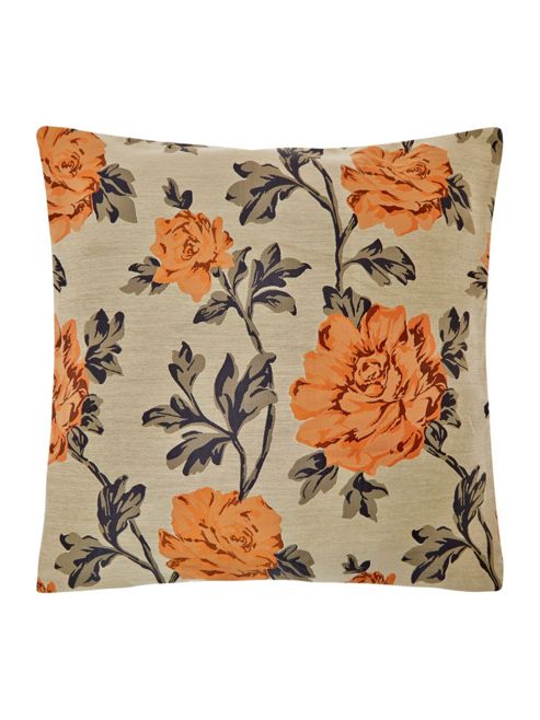 Image of Linea Floral Jacquard Cushion, Rust