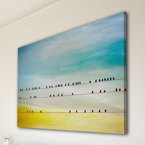 Image of Parvez Taj Birds Hanging Canvas Wall Art - 101 Cm H X 152 Cm W X 5 Cm D