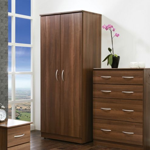 Image of Welcome Furniture Avon Plain Midi Wardrobe - Walnut - 127cm H X 77cm W
