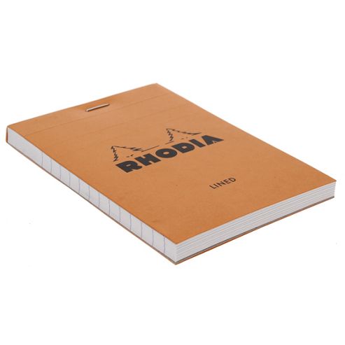 Image of Rhodia Orange Head Stapled Pad 8.5x12cm Lined 12600c