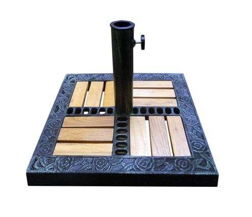 Image of Bentley Garden Wooden & Cast Iron 15kg Square Umbrella Base