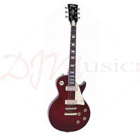 Image of Vintage V100wr Reissue Lp Style Wine Red Electric Guitar