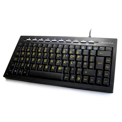 Image of Accuratus Minihivis Usb Mini Multimedia Keyboard With Hivis Key Legends And 2 Port Usb Hub