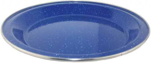 Image of Yellowstone Enamel 24cm Deep Plate Blue With Mottled Effect