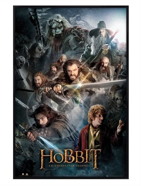 Image of Gloss Black Framed The Hobbit Journey To The Lonely Mountain Poster