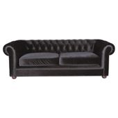 Chesterfield Velvet Medium Sofa, Black