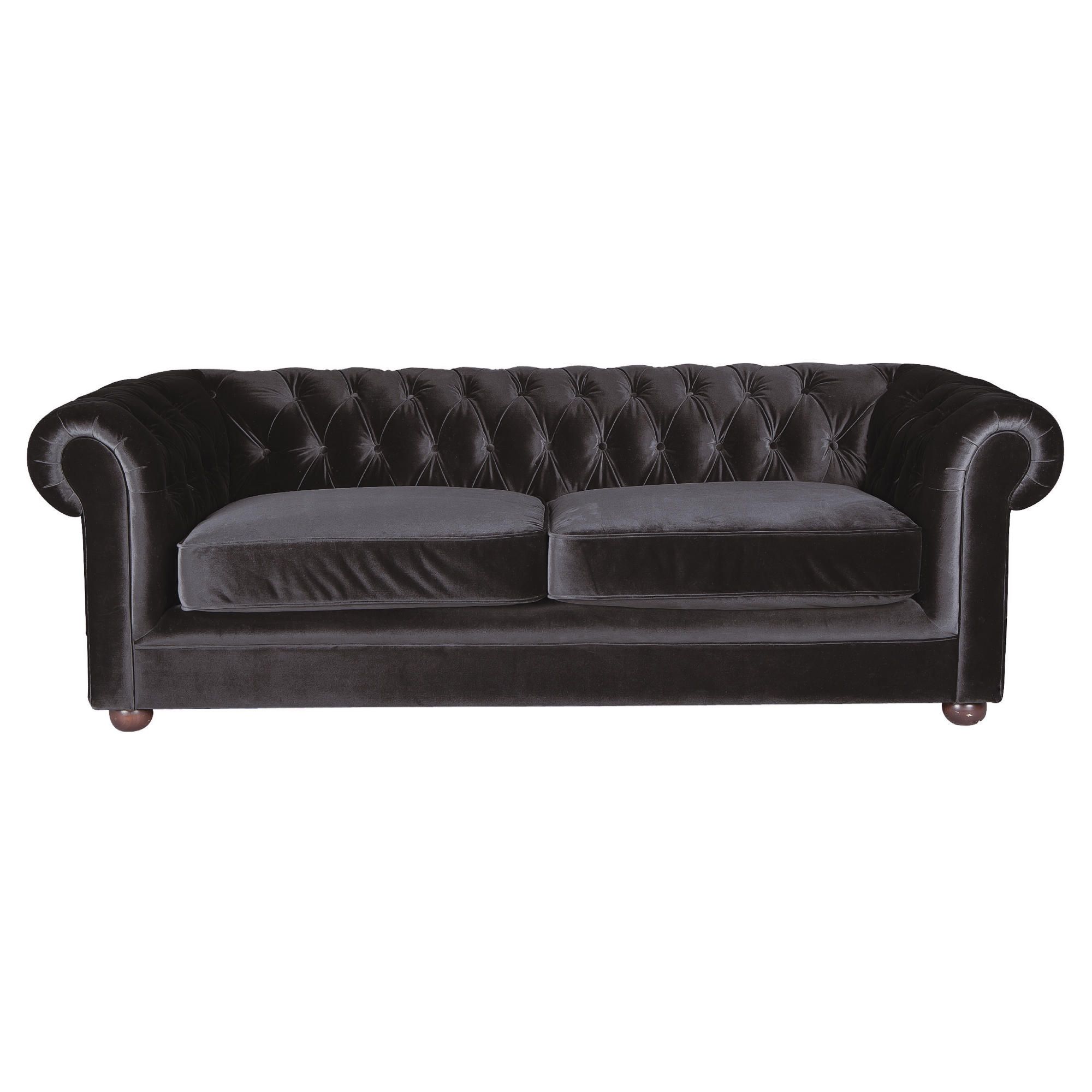 Chesterfield Velvet Medium Sofa, Black at Tesco Direct