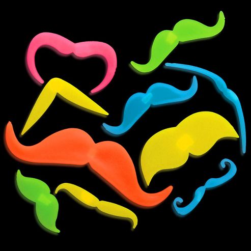Image of Toys Neon Glow Moustaches (10pk)