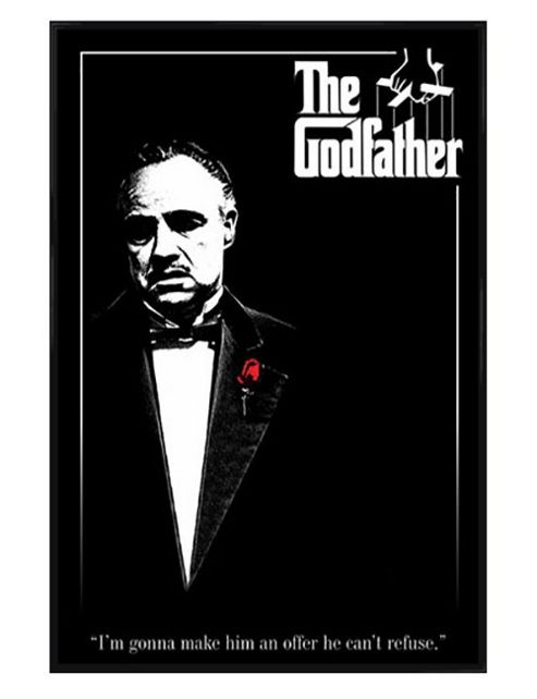 Image of The Godfather Gloss Black Framed Don Vito Corleone With A Red Rose Poster