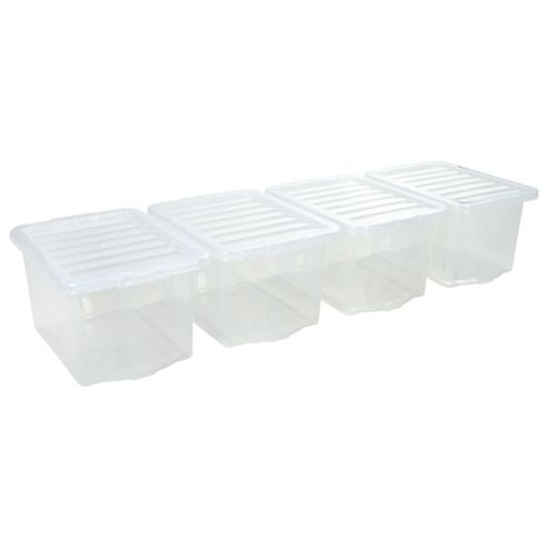 Image of Wham 24 Litres Plastic Storage Boxes, 4-pack, Clear