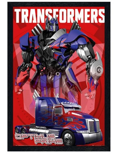 Image of Black Wooden Framed Transformers Optimus Prime Poster