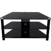 3 Shelf TV stand with Black glass and black legs