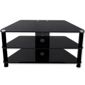 3 Shelf TV stand with Black glass and black legs