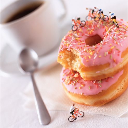Image of Holy Mackerel Tour De France On Pink Doughnuts Greetings Card