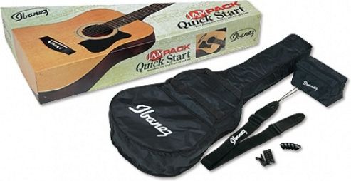 Image of Ibanez V50njp Jampack Natural High Gloss Finish Complete Full Size Acoustic Guitar Starter Pack