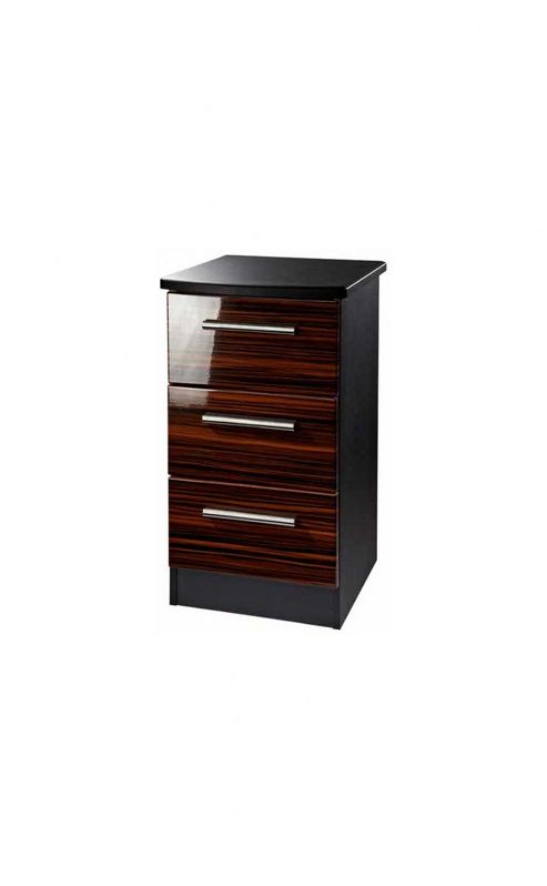 Image of Welcome Furniture Knightsbridge 3 Drawer Bedside Table - Walnut - Ruby