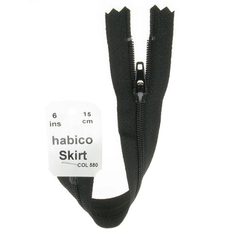 Image of Skirt Zip - 15cm - Black