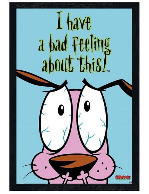 Image of Black Wooden Framed Cartoon Network Courage The Cowardly Dog Poster