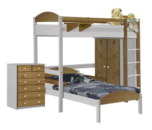 Image of Maximus L Shape High Sleeper Set 2 White With Antique Details