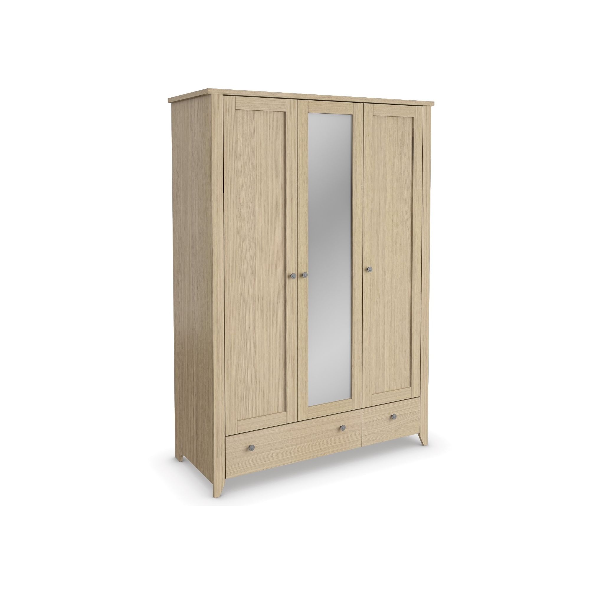 Urbane Designs Light Oak Bedroom 3 Door 1 Mirror + 2 Drawer Wardrobe at Tesco Direct