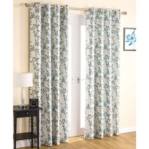 Image of Enhanced Living Serenity Eyelet Teal Curtains 168x229cm