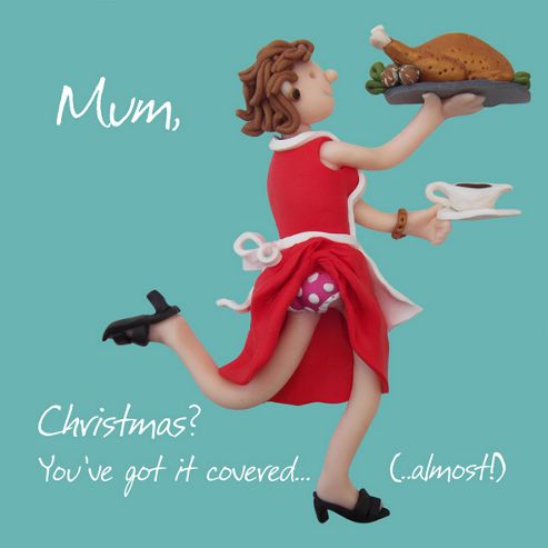 Image of Holy Mackerel Happy Christmas. Mum, Christmas? You've Got It Covered (almost!) Greetings Card