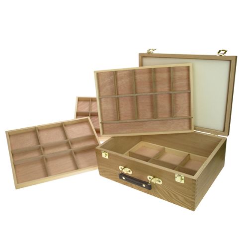 Image of Artist Wooden Storage Boxes 4 Tray Pastel Box