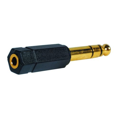 Image of Gold 1/4-- Stereo Plug To 3.5mm Stereo Socket Adaptor