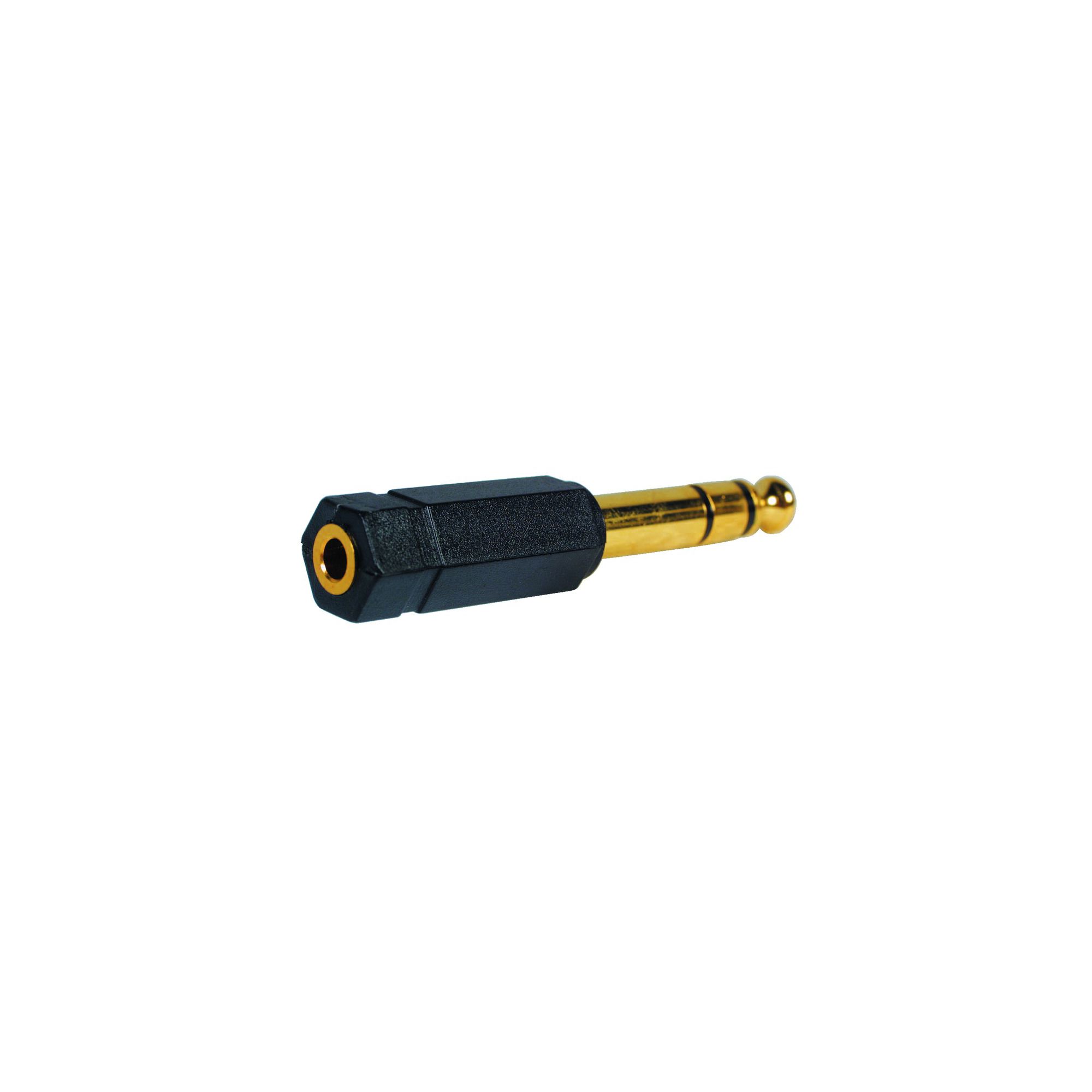 Gold 1/4ö Stereo Plug to 3.5mm Stereo Socket Adaptor