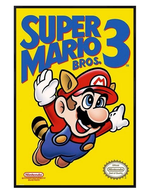 Image of Gloss Black Framed Nintendo Super Mario Bros 3 Poster