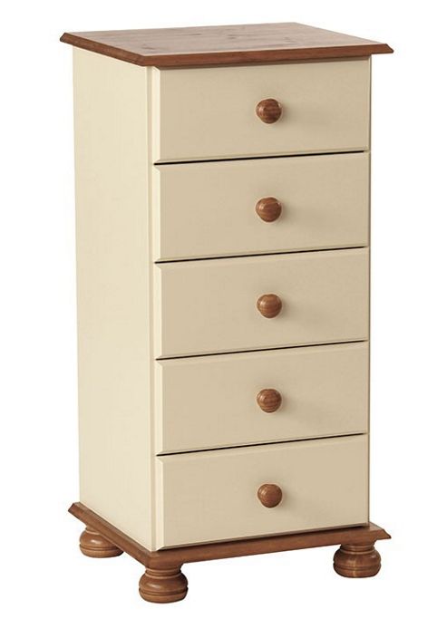 Image of Valufurniture Copenhagen Creme 5 Drawer Narrow Chest