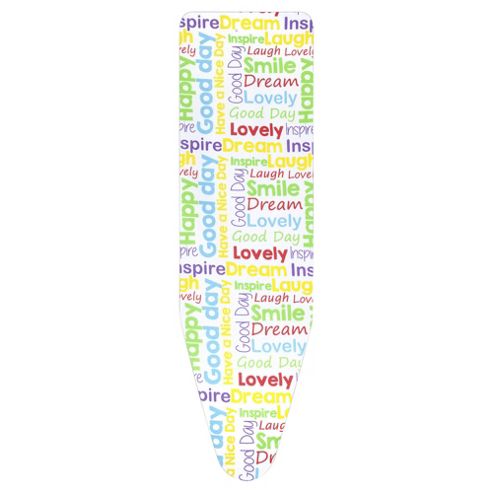 Image of Tesco Elasticated Ironing Board Cover With Text Print - 125x45cm