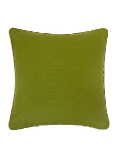 Image of Linea Green Cotton Cushion With Contrast Piping In Green