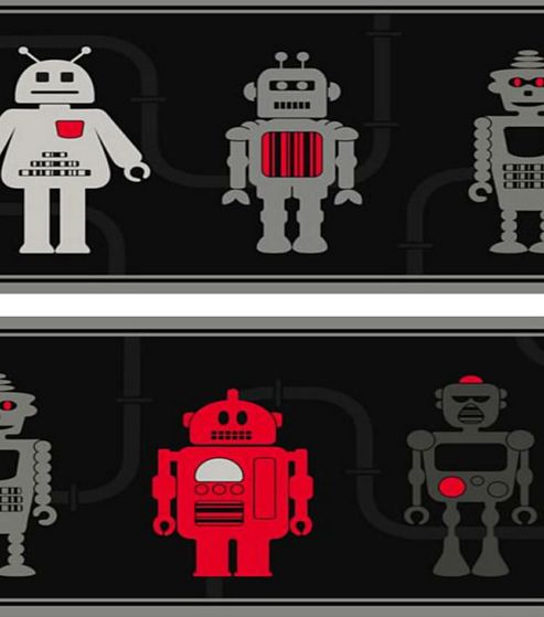Image of Robot Themed Border - Dark Grey