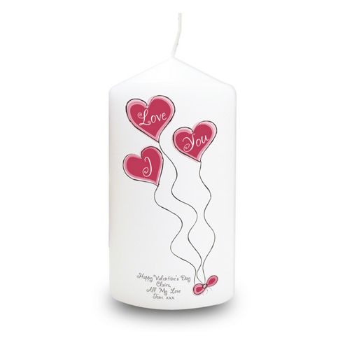 Image of Personalised Valentine Heart Balloons Candle