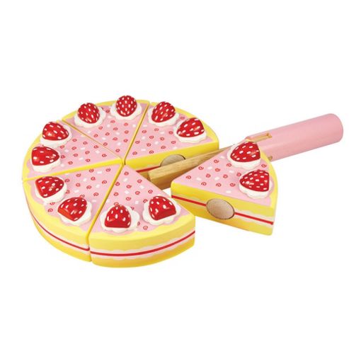 Image of Bigjigs Toys Bj374 Wooden Play Food Strawberry Party Cake