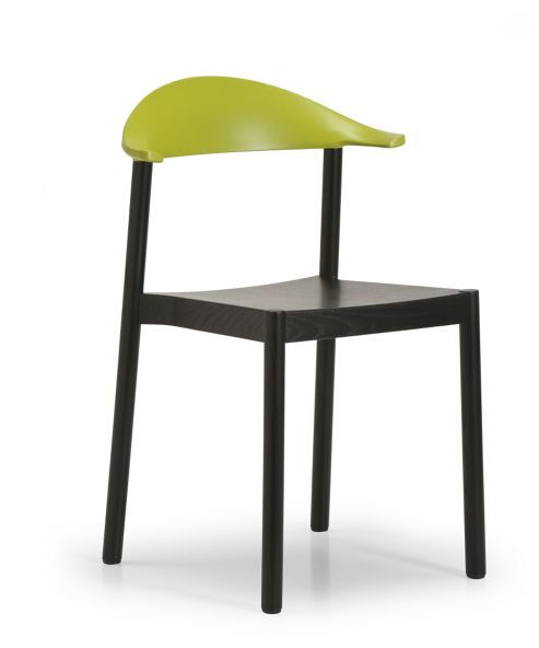 Image of Plank Monza Chair With Yellow Green Backrest - Ash Black