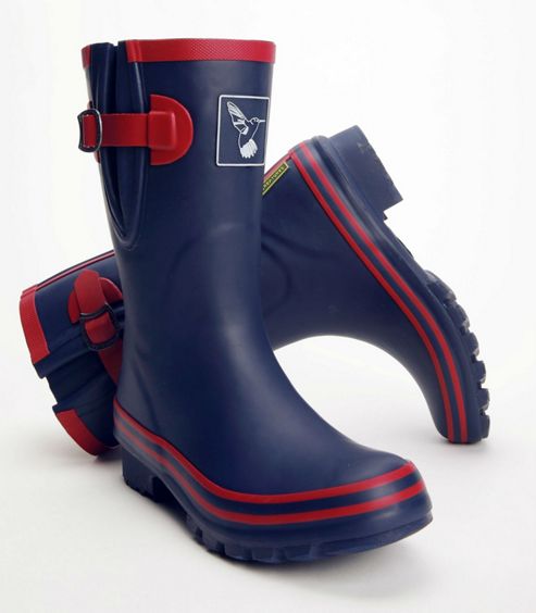 Image of Evercreatures Ladies Shortie Wellies Raspnavy Red Trimming 4