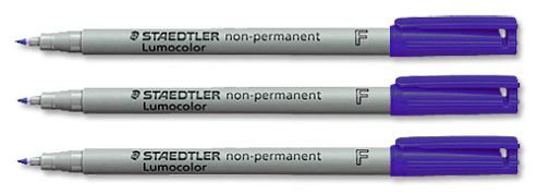 Image of Staedtler 316 Lumocolor Pen Non-permanent Fine 0.6mm Line Blue Ref 316-3 [pack 10]