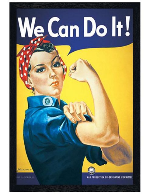 Image of Howard Miller Black Wooden Framed We Can Do It Poster