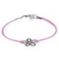 Pink Cord Bracelet with Sterling Silver Flower - 14cm