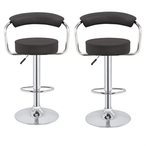 Image of Homegear M1 Kitchen Breakfast Adjustable Chrome Swivel Bar Chair/stool X2 (black)