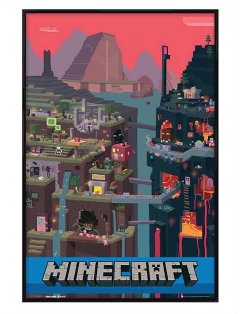 Image of Gloss Black Framed Minecraft World Poster