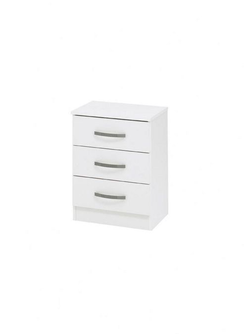 Image of Ideal Furniture Budapest Three Drawer Bedside Table - White