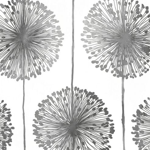 Image of Muriva Dandelion Wallpaper - Silver