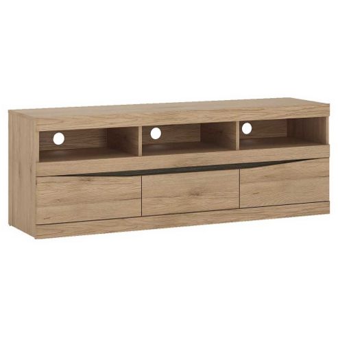 Image of Ultimum Kensington Wide 2 Door 1 Drawer Oak Tv Stand