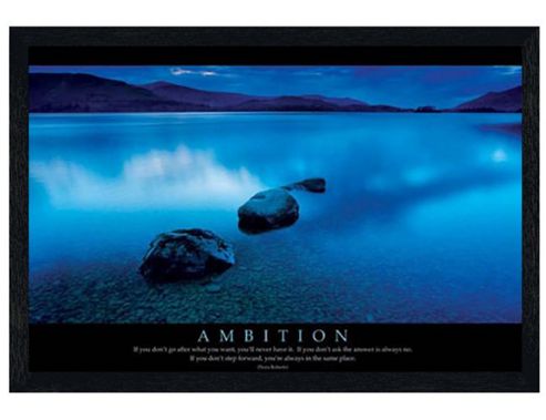 Image of Nora Roberts Quote Black Wooden Framed Ambition Poster