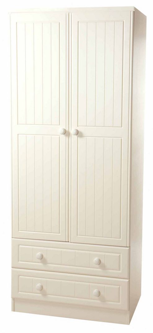 Image of Welcome Furniture Warwick 76.2 Cm 2 Drawer Wardrobe - Cream